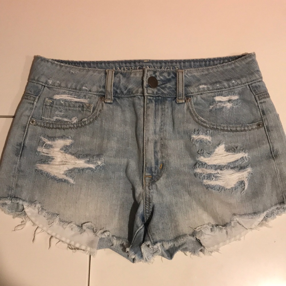 Washed denim rip shorts